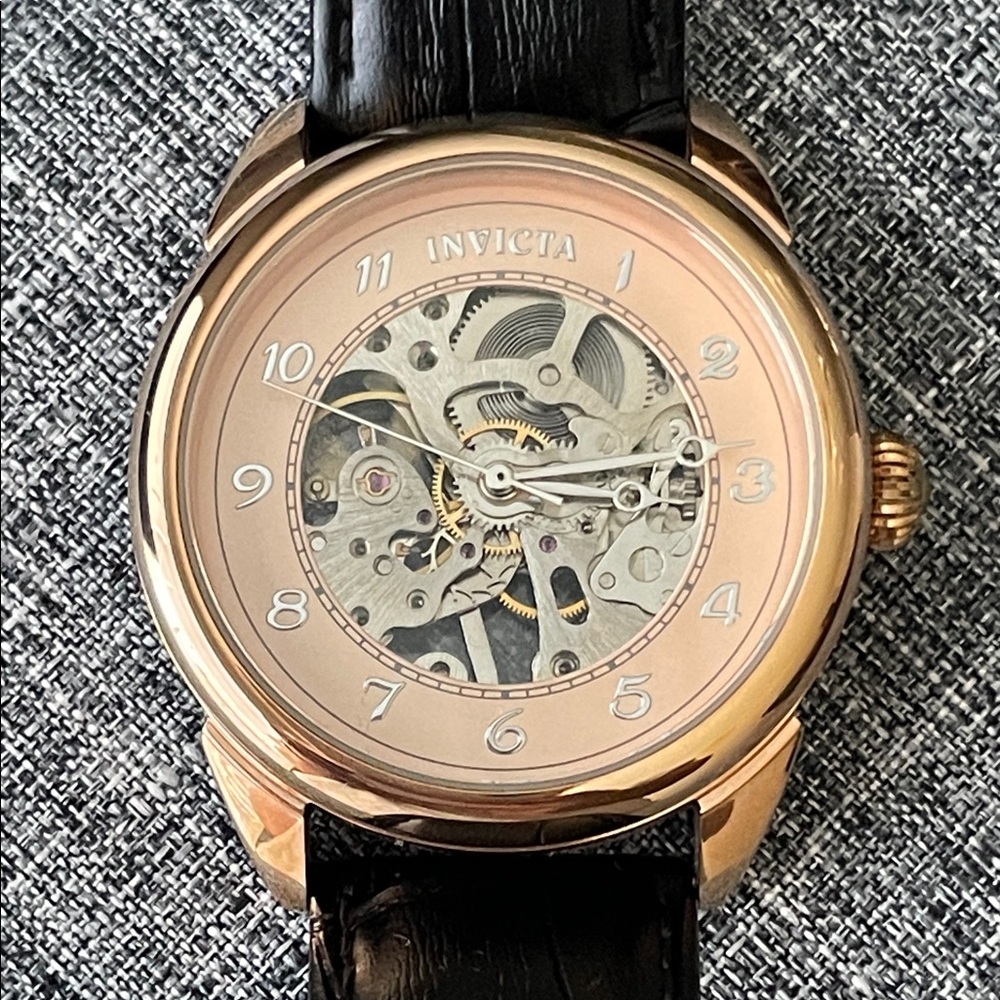 Invicta Gold and Black Skeleton Watch